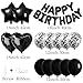 WEIKA 27 Pcs Black Birthday Decorations 3D Foil Black Happy Birthday Balloon Banner Pentagram Heart Foil Balloons Confetti Balloons Kit For Boys Girls Birthday Party Supplies - Image 4