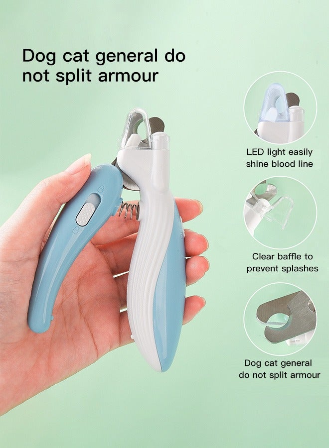 Blue Cat and Dog LED Light with Blood Line Nail Clippers, Equipped with Splash-proof Nail Box - Image 2
