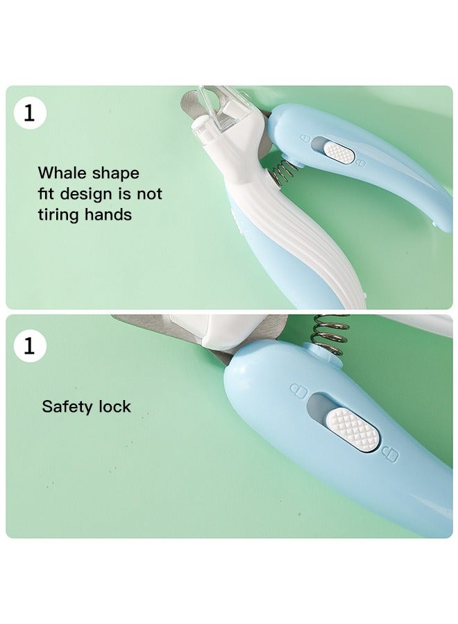 Blue Cat and Dog LED Light with Blood Line Nail Clippers, Equipped with Splash-proof Nail Box - Image 3