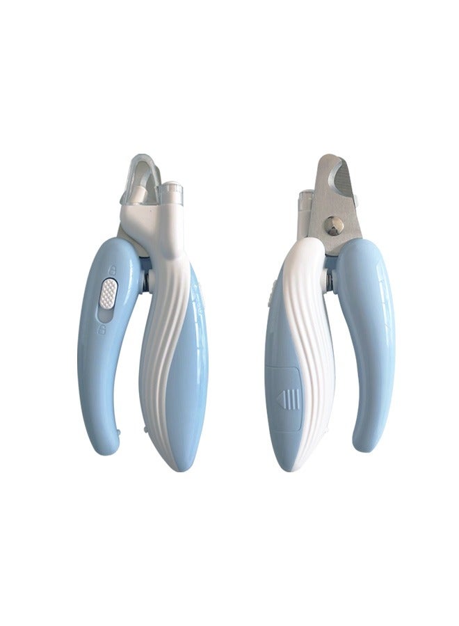 Blue Cat and Dog LED Light with Blood Line Nail Clippers, Equipped with Splash-proof Nail Box - Image 1