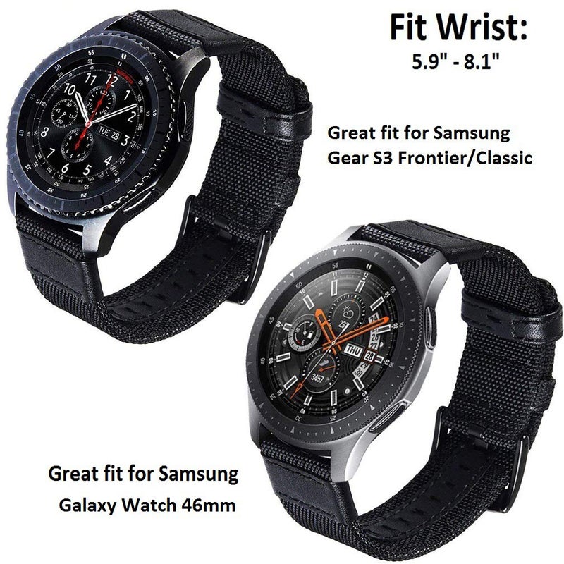 Olytop 22mm Premium Nylon with Leather Sports Strap Wrist Band for Gear S3 Classic/Frontier Smart Watch - Image 2