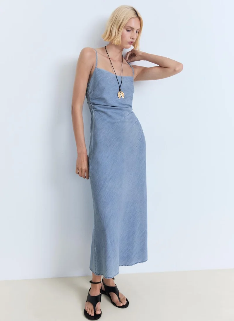 MANGO Draped Denim Dress