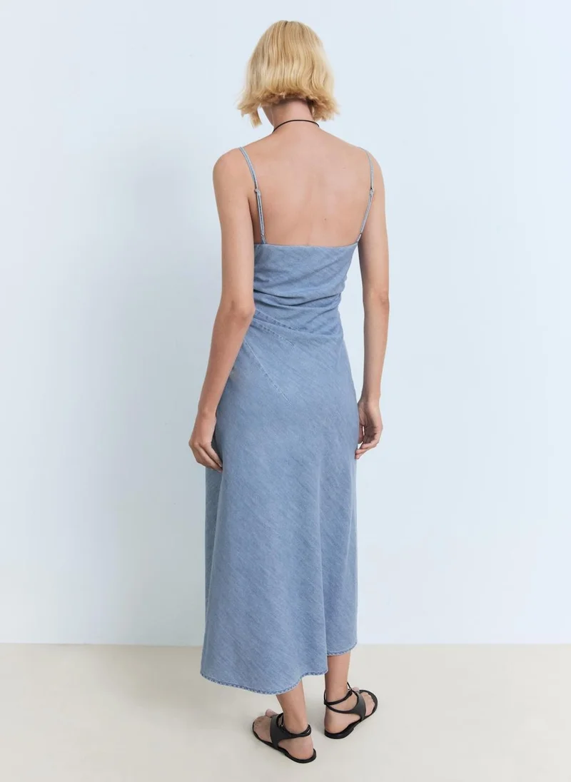 MANGO Draped Denim Dress