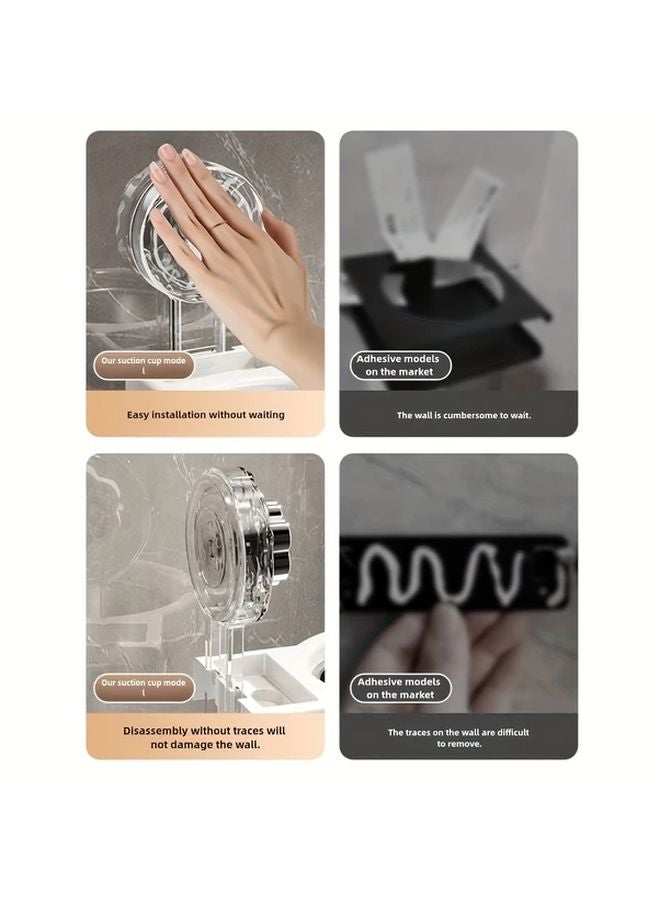 مقلاة سجائر بيضاء مثبتة على الحائط مع مرحاض - تشغيل بلمسة واحدة، غطاء مقاوم للانسكاب، لا حاجة للثقب - Image 3