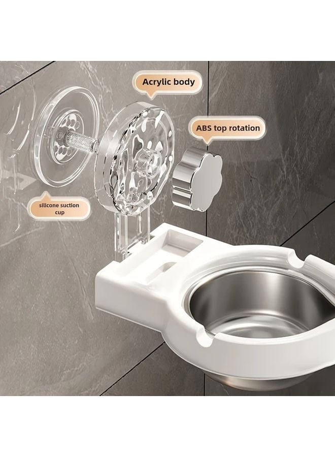 مقلاة سجائر بيضاء مثبتة على الحائط مع مرحاض - تشغيل بلمسة واحدة، غطاء مقاوم للانسكاب، لا حاجة للثقب - Image 5