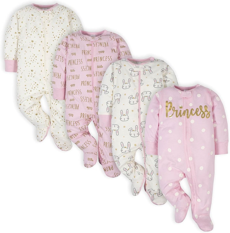 Gerber Baby Girls 4 Pack Sleep 'N Play Footie Set - Image 1
