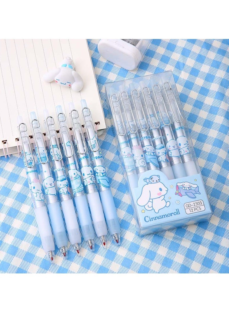 Generic - 12 Pieces Blue Dog Box Push Pen Metal Pen Clip Push Gel Pen Signature Pen High Value Student Stationery - Image 1