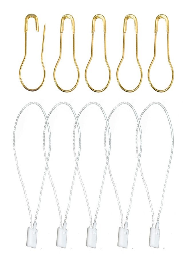 Renashed 500Pcs White Hang Tag Fasteners Nylon Snap Lock and 500Pcs 0.8 Inch Golden Metal Ground Pins Clothes Tag Pins for Crafting and DIY (White String Gold pin) - Image 1