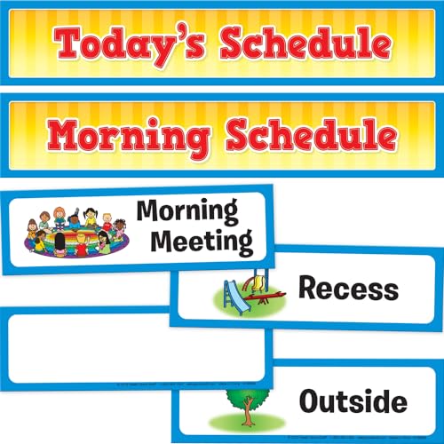 Really Good Stuff Whole-Class Visual Schedule Cards For Pocket Charts - Set of 27 Cards | Classroom Essentials and Must Haves, Teachers Supplies | For Preschool & Elementary - Image 1
