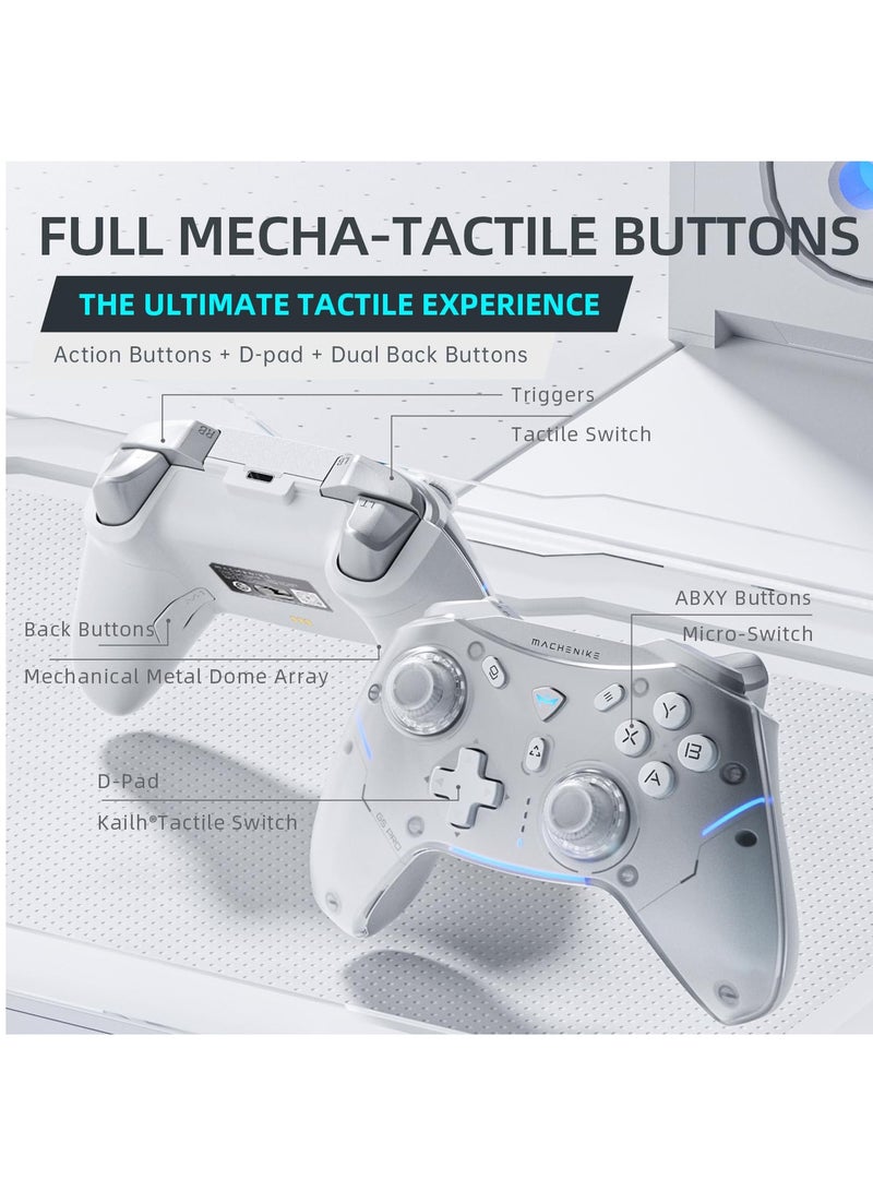 وحدة تحكم Machenike G5 Pro Switch، USB/Bluetooth 5.0/2.4G، مع أزرار قابلة للبرمجة، عصا تحكم، مشغل Hall، مفتاح Kaihua الصغير، لوحة ألعاب عن بعد للكمبيوتر الشخصي، NS، iOS، Android، TV Box (أبيض) - Image 5