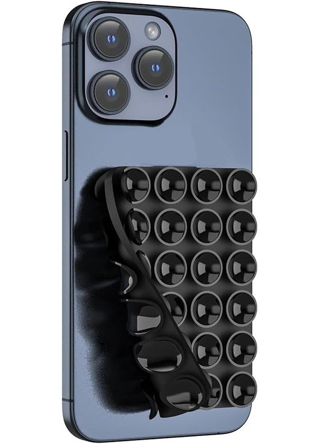 Silicone Suction Cup Phone Case Mount Double Sided, Phone Accessories Hands-Free Strong Grip Holder for Selfies and Videos, Silicon Phone Holder for iPhone and Android (Black) - Image 1