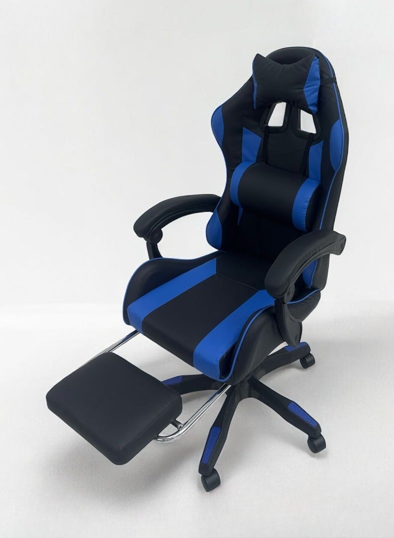 Generic GAMING CHAIR, COMPUTER CHAIR, WITH FOOT REST AND LUMBAR SUPPORT ADJUSTABLE CHAIR COLOR BLUE& BLACK 