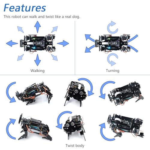 Freenove Robot Dog Kit for ESP32 CAM (Included), Dual-core 32-bit 240 MHz Microcontroller, Walking, Camera, Touch Sensor, Ultrasonic Ranging, Buzzer, RGB LED, Servo, App - Image 3