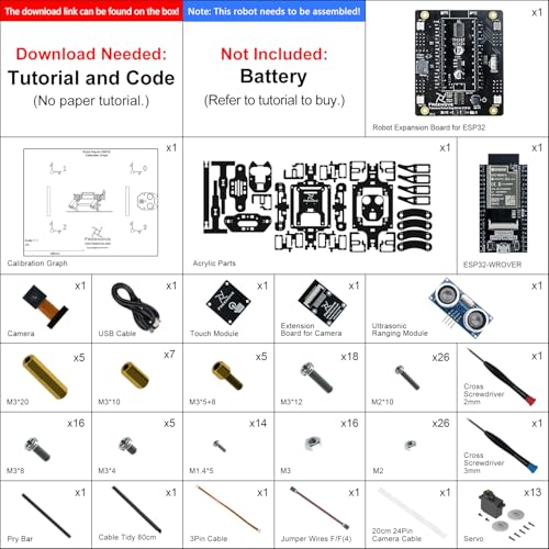 Freenove Robot Dog Kit for ESP32 CAM (Included), Dual-core 32-bit 240 MHz Microcontroller, Walking, Camera, Touch Sensor, Ultrasonic Ranging, Buzzer, RGB LED, Servo, App - Image 2