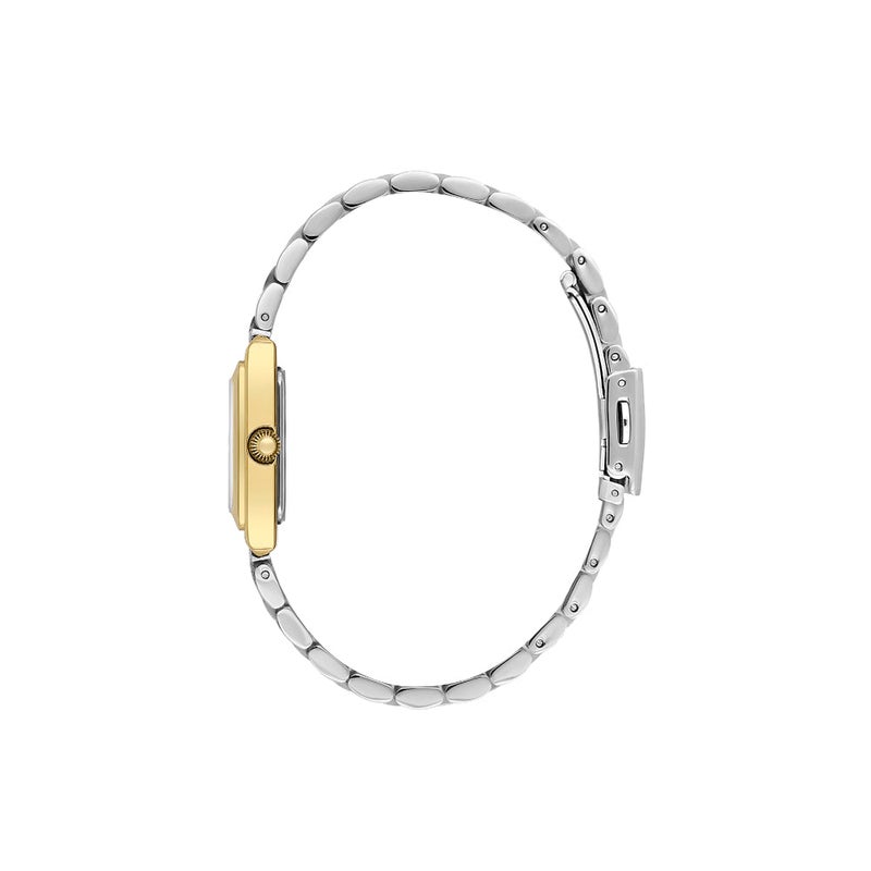 دانيل كلاين ساعة نسائية ستانلس ستيل | هيكل من سبيكة ذهبية | تناظري | قرص مربع فضي بنمط شعاعي | حركة كوارتز يابانية | فاخرة | مقاومة للماء حتى عمق 30 مترًا - Image 2