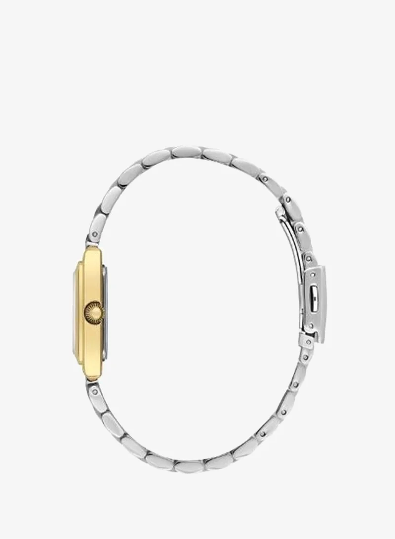 DANIEL KLEIN Women's Stainless Steel Gold Alloy Case Analog Silver Square Sunray Dial Japanese Quartz Premium 30 Meters Water Resistant