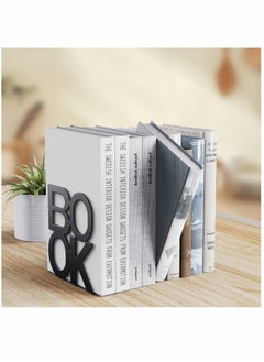 KASTWAVE Book Ends, KASTWAVE Decorative Metal Book Ends Supports for Bookrack Desk Books Unique Appearance Design Book Shelf Holder Home Decorative Heavy Duty Metal Heavy Duty Bookend 1 Pair (Black )  - Image 5