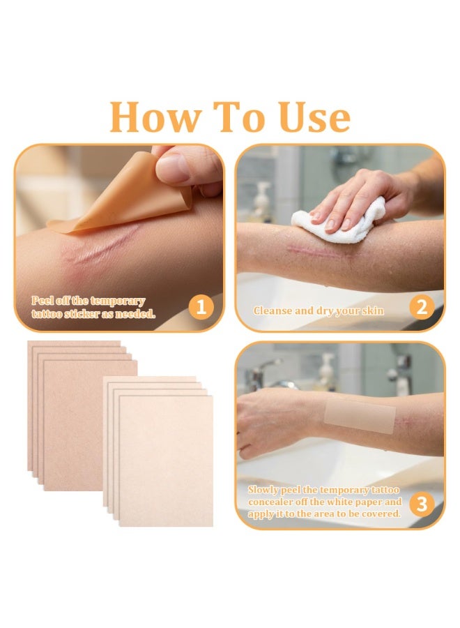 8 Pcs Tattoo Cover Up Patch Waterproof Tatoo Patch Cover Tape Tattoo Skin Invisible Breathable Patchs Concealer Sticker for Tattoos Scars Birthmarks Mole Darker Skin Tone - Image 4