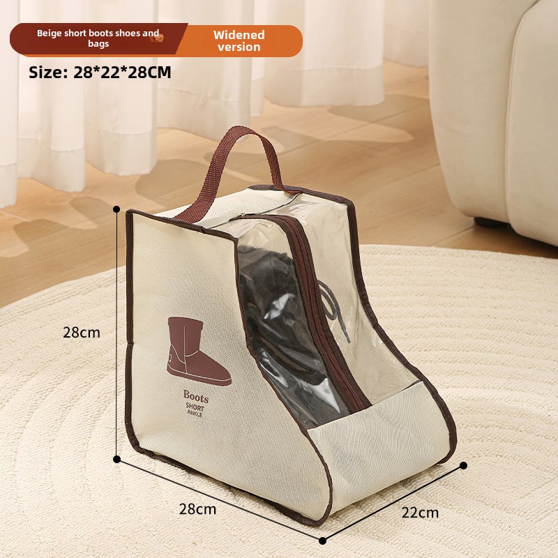 Travel PVC Shoe Storage Bag Moistureproof Short beige "28*22*28]