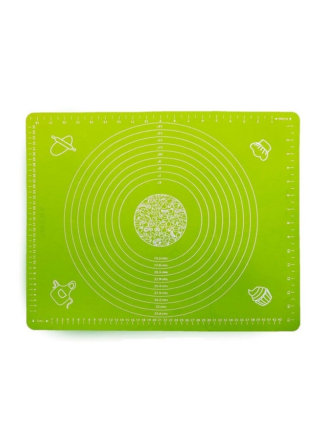 ZELKEY Silicon Fondant Rolling Mat or Silicone Baking Sheet Large with Measurements Stretchable for Kitchen Roti Chapati Cake Pad Cooking Dough Atta Kneading Big Size (Green) - Image 1