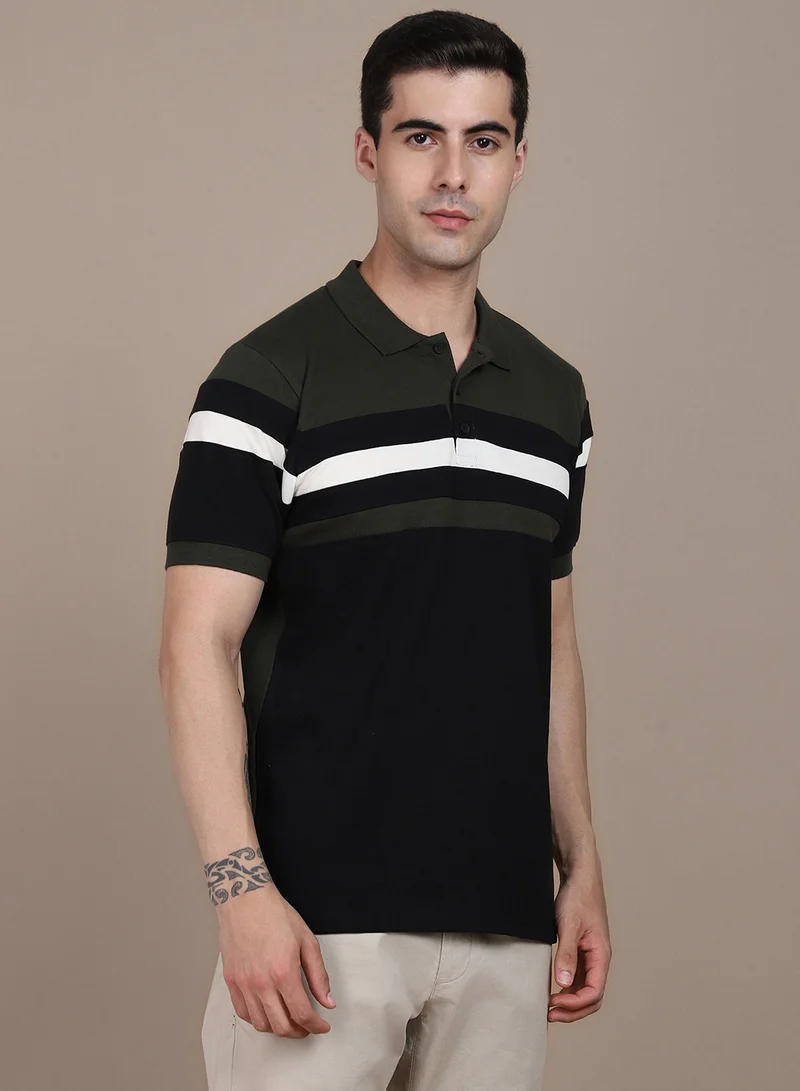 Dennis Lingo Regular Fit 100% Cotton Half Sleeve Polo Neck Black T-Shirt for Men, Casual Essential