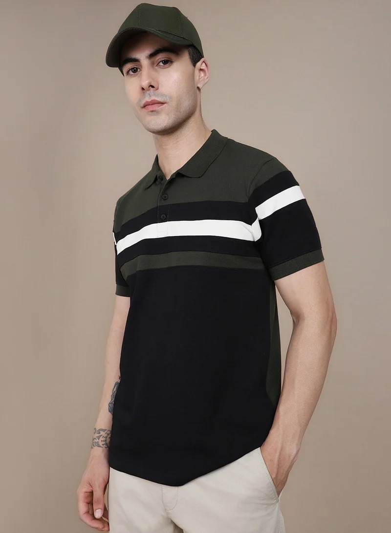 Dennis Lingo Regular Fit 100% Cotton Half Sleeve Polo Neck Black T-Shirt for Men, Casual Essential