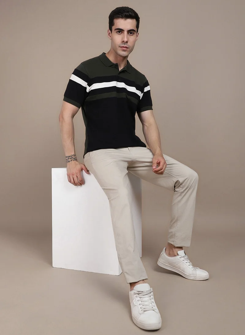 Dennis Lingo Regular Fit 100% Cotton Half Sleeve Polo Neck Black T-Shirt for Men, Casual Essential