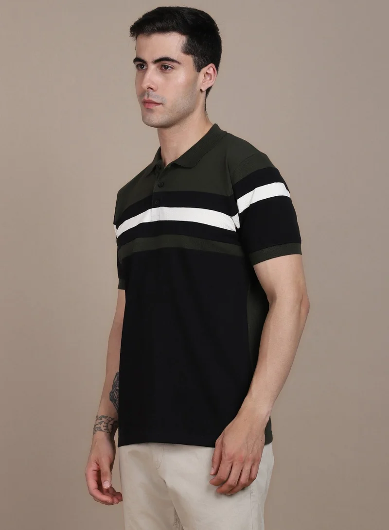 Dennis Lingo Regular Fit 100% Cotton Half Sleeve Polo Neck Black T-Shirt for Men, Casual Essential