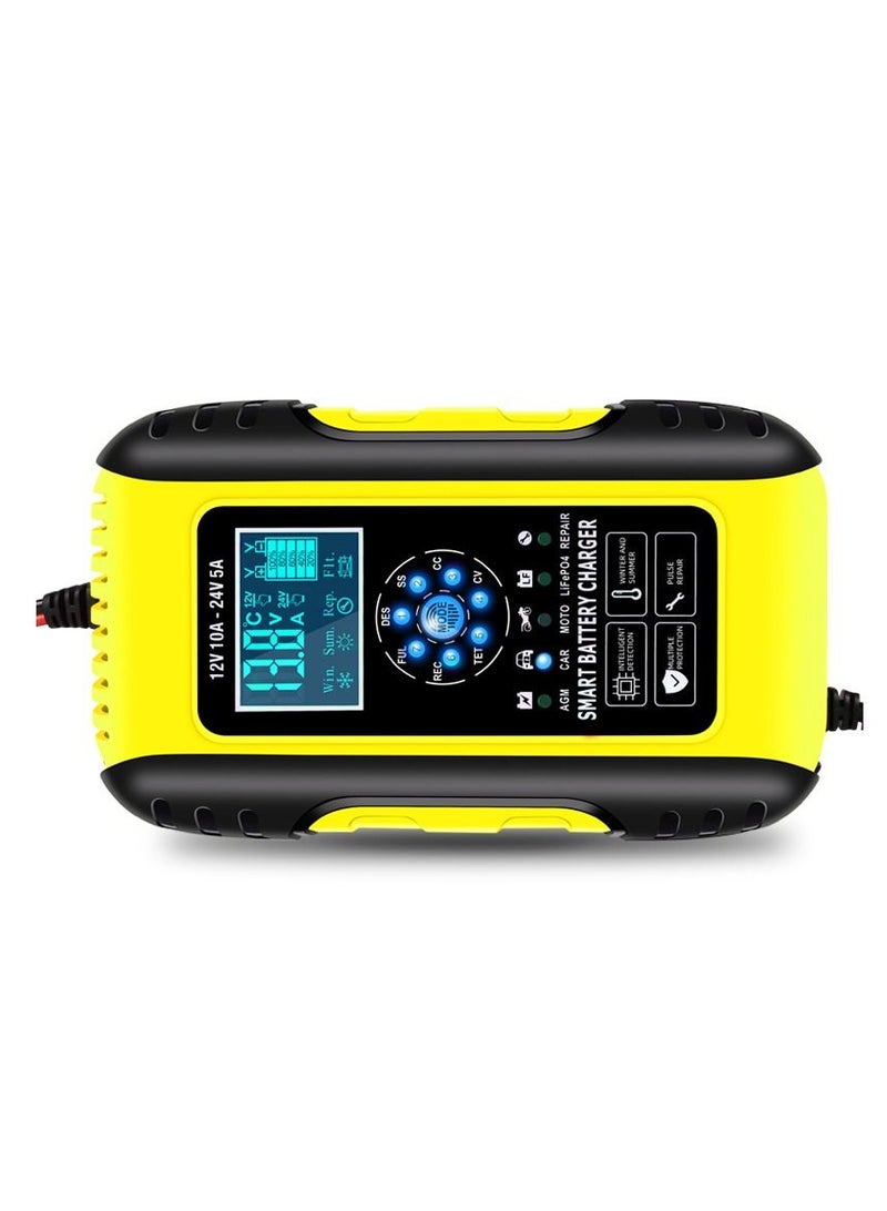 Generic Car Battery Charger, 12V 10A/24V 5A Smart Automatic Battery Automotive 7-Stage Charging Battery Maintainer with Pulse Repair Function, Trickle Charger for Car Truck Motorcycle Lawn Mower Boat  - Image 2
