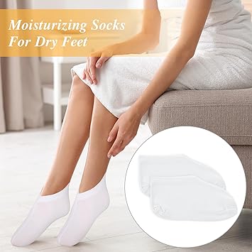 Aster 3 Pairs Moisturizing Socks Overnight Lotion Socks for Dry Feet Cotton Moisture Enhancing Socks Spa Socks for Cracked Heel Repair Cosmetic Moisturizing Socks for Women and Men White - Image 2