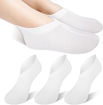 Aster 3 Pairs Moisturizing Socks Overnight Lotion Socks for Dry Feet Cotton Moisture Enhancing Socks Spa Socks for Cracked Heel Repair Cosmetic Moisturizing Socks for Women and Men White - Image 1