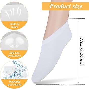 Aster 3 Pairs Moisturizing Socks Overnight Lotion Socks for Dry Feet Cotton Moisture Enhancing Socks Spa Socks for Cracked Heel Repair Cosmetic Moisturizing Socks for Women and Men White - Image 3