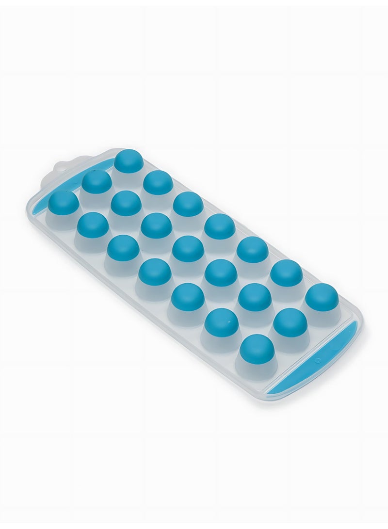 قالب مكعبات الثلج، 21 مكعب، قوالب سيليكون وبلاستيك قابل للتكديس للفريزر (ازرق) - Image 2