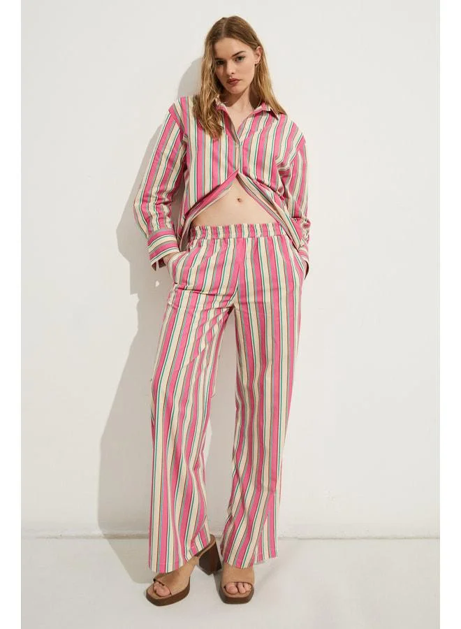 GRIMELANGE BEXLEY Women's Regular Fit 100% Organic Cotton Pink Striped Pants.