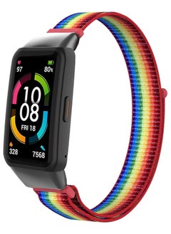 Generic Nylon Band for Honor Band 6/Huawei Band 6 Pro/Huawei Band 6,Nylon Watch Strap Sport Wristband Soft Replacement Watch Strap Adjusable Wrist for Women Men (Red Yellow Blue)  - Image 1