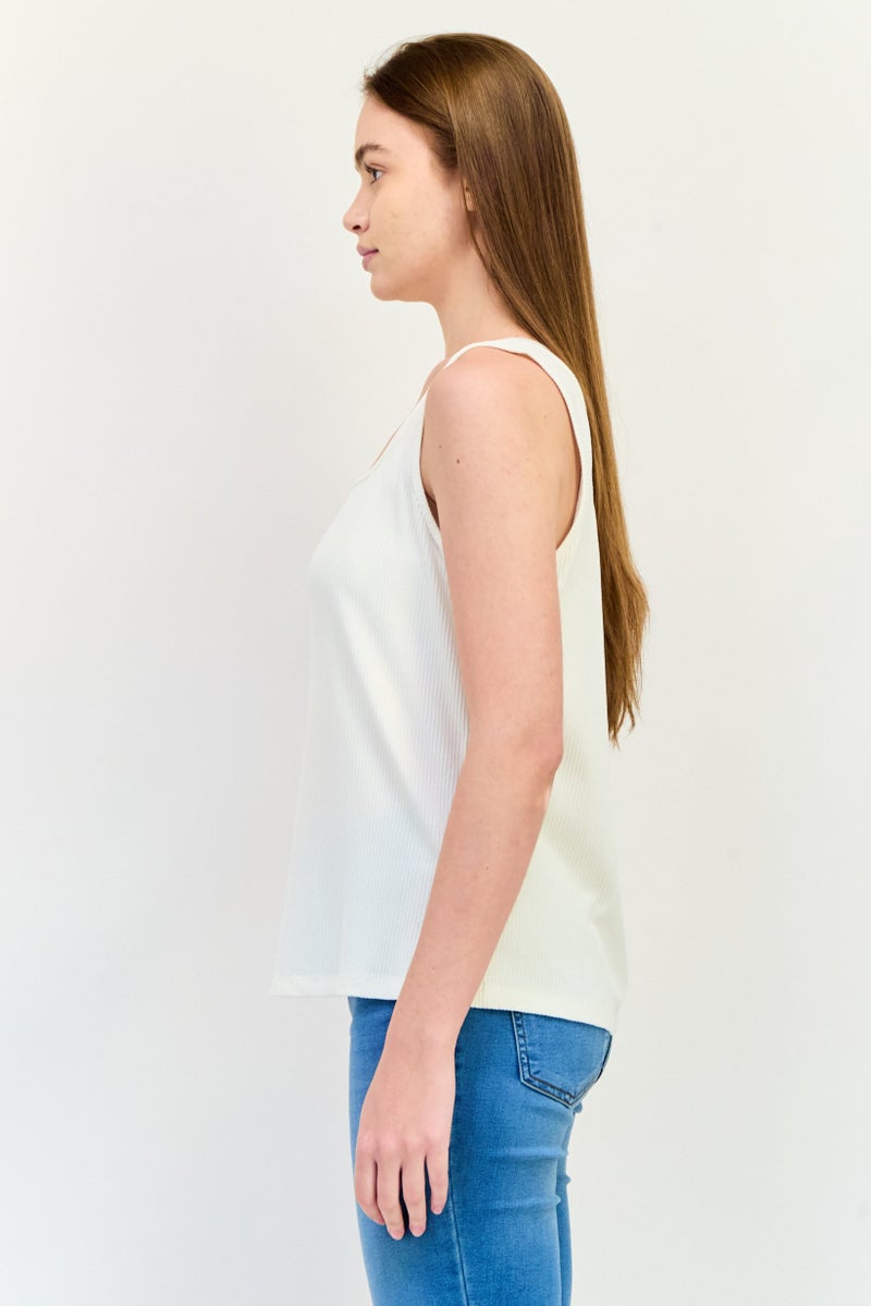 NA-KD تي شيرت نسائي بلا أكمام بتصميم مربع العنق، أبيض - Image 2