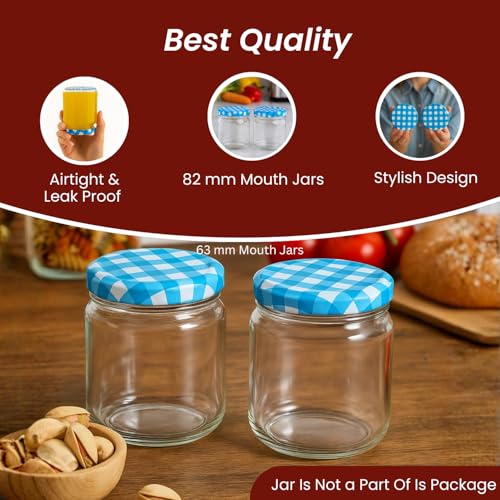 Machak Glass Jar Lids Only 82mm For 82 mm Mouth Jars (Blue Check, 12 Pcs) - Image 2