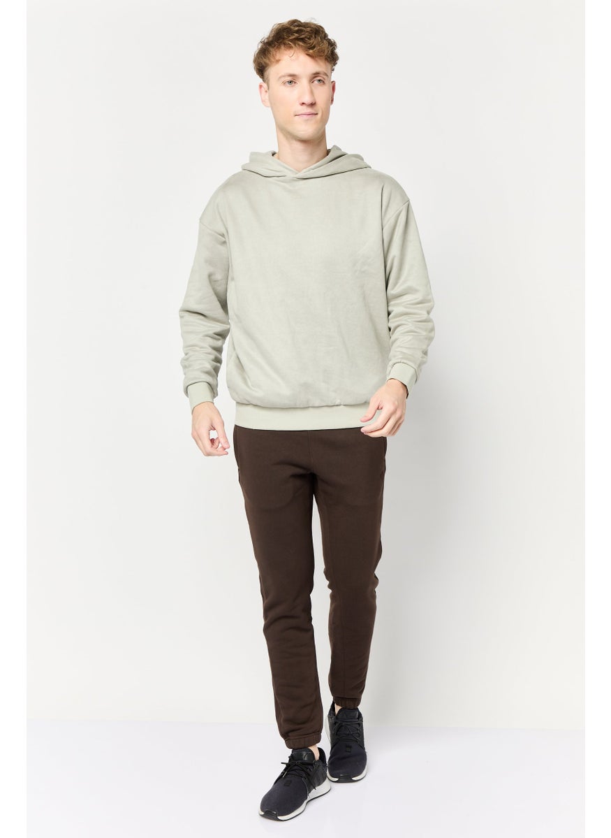 Adidas Men Sportswear Fit Long Sleeve Outdoor Hoodie, Light Grey  - Image 2