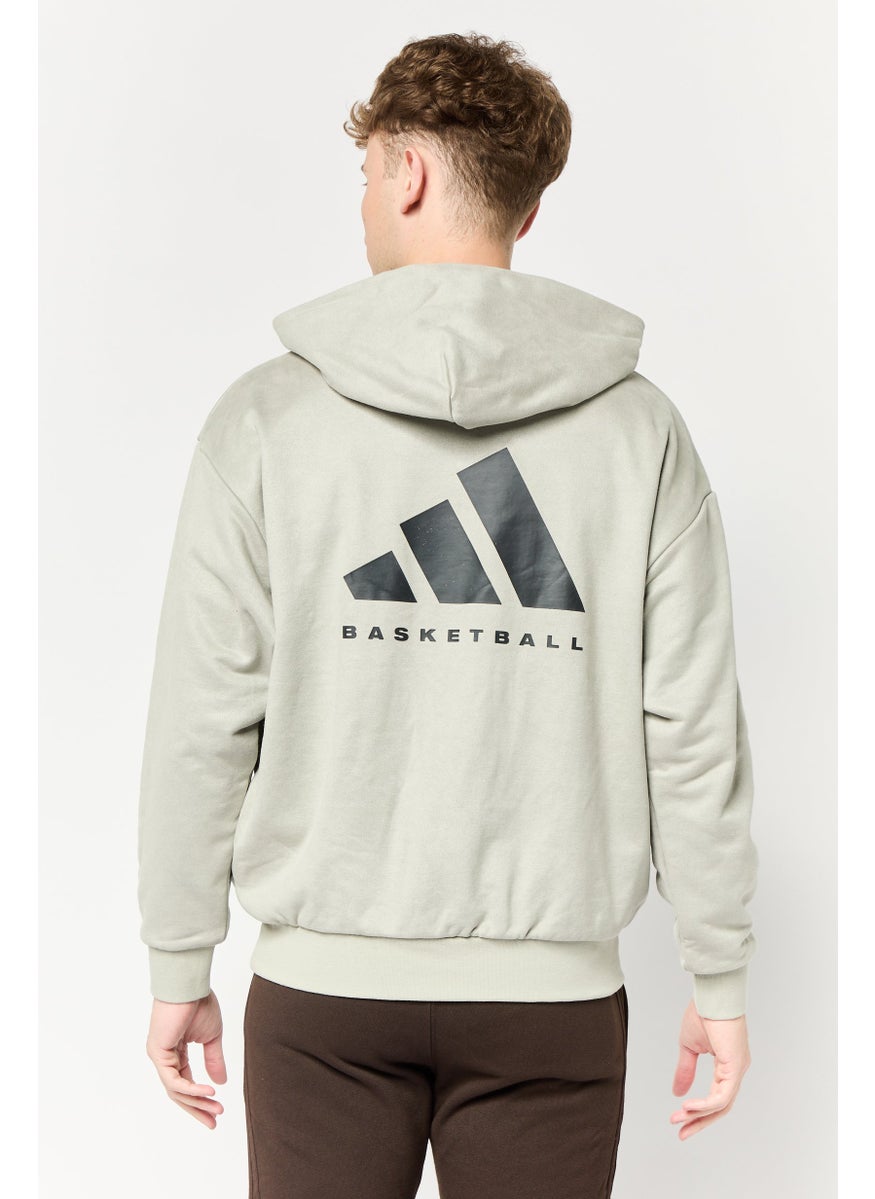 Adidas Men Sportswear Fit Long Sleeve Outdoor Hoodie, Light Grey  - Image 4