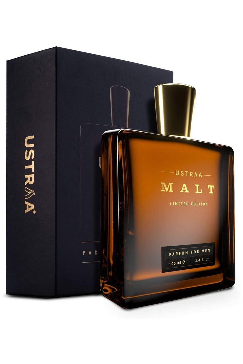 Ustraa Gift for Men - Malt Premium Perfume 100ml | Long-Lasting, Strong & Smooth, Musky Woody Fragrance, Luxurious Glass Bottle, Perfect Gift for Him - Image 2