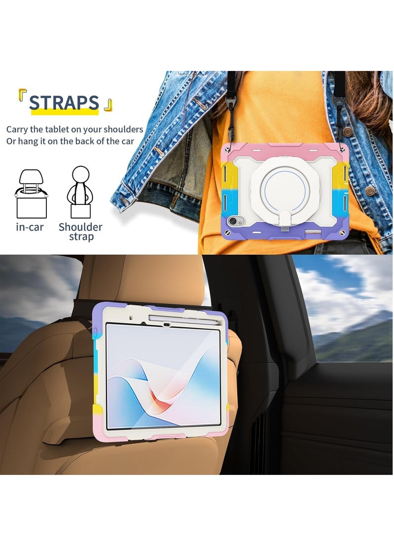 Generic - Huawei MatePad 11.5 S Silicone Case/Huawei MatePad 11.5 Inch S Released 2024 360 ° Rotating Bracket + Shoulder Strap Shockproof Protective Case Heavy Duty Protective Case (Rainbow Pink) - Image 1