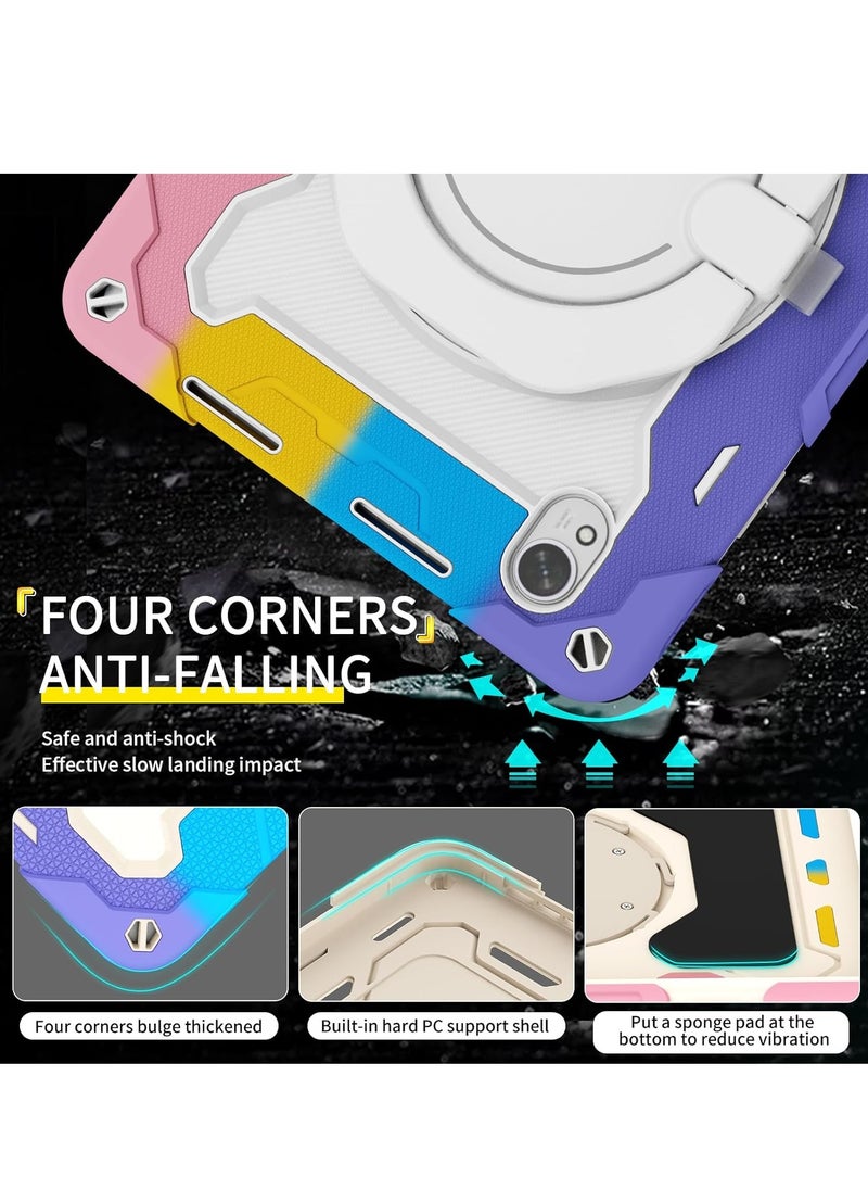 Generic - Huawei MatePad 11.5 S Silicone Case/Huawei MatePad 11.5 Inch S Released 2024 360 ° Rotating Bracket + Shoulder Strap Shockproof Protective Case Heavy Duty Protective Case (Rainbow Pink) - Image 1