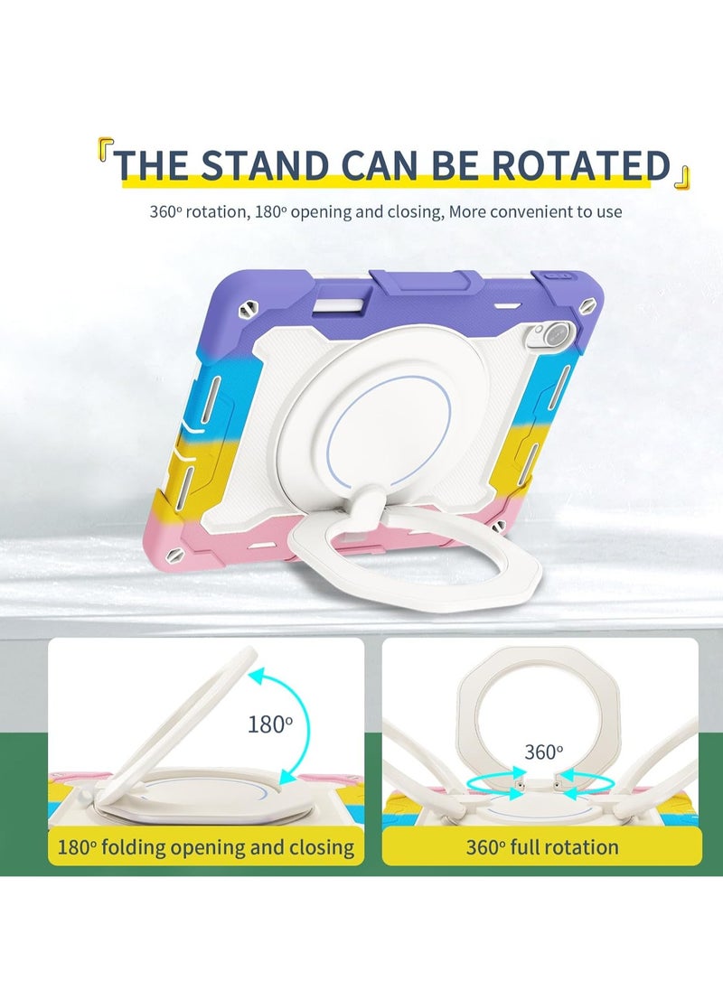 Generic - Huawei MatePad 11.5 S Silicone Case/Huawei MatePad 11.5 Inch S Released 2024 360 ° Rotating Bracket + Shoulder Strap Shockproof Protective Case Heavy Duty Protective Case (Rainbow Pink) - Image 1