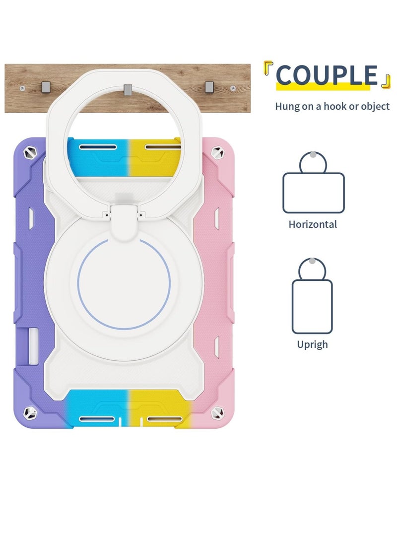 Generic - Huawei MatePad 11.5 S Silicone Case/Huawei MatePad 11.5 Inch S Released 2024 360 ° Rotating Bracket + Shoulder Strap Shockproof Protective Case Heavy Duty Protective Case (Rainbow Pink) - Image 1