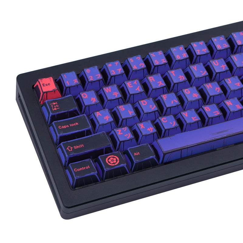 GEKUCAP Purple Japanese PBT Custom Keycaps, 130 Keys Black Purple Manga Key Caps, Cherry Profile Dye Sublimation Keyboard Keycap Set for Cherry MX Gateron Kailh Switches Mechanical Keyboard - Image 1