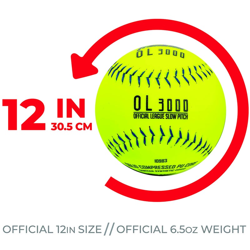 Franklin Sports Official Size Softballs - 12" Softballs - Slowpitch Tournament Softballs - Great for Practice + Training - Official Size + Weight - 1 Pack - Image 5