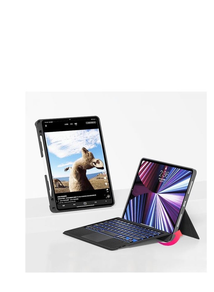 Enjoy the ultimate experience with T-REN Bluetooth Keyboard Case for iPad 10.2-10.5 inch. The keyboard features multi-color touch backlighting, allowing you to type easily in any lighting. It suppor - Image 1
