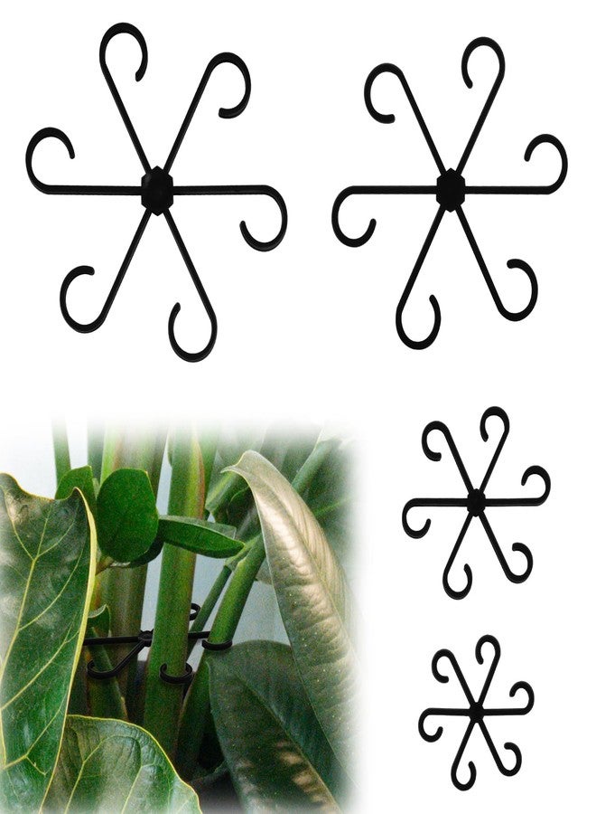 PEUTIER Pack of 4 Plant Supports, Plastic Handle Holder for Plant Climbers, Reusable Plant Trunk Hook, Plant Trunk Support for Plants (Black) - Image 1