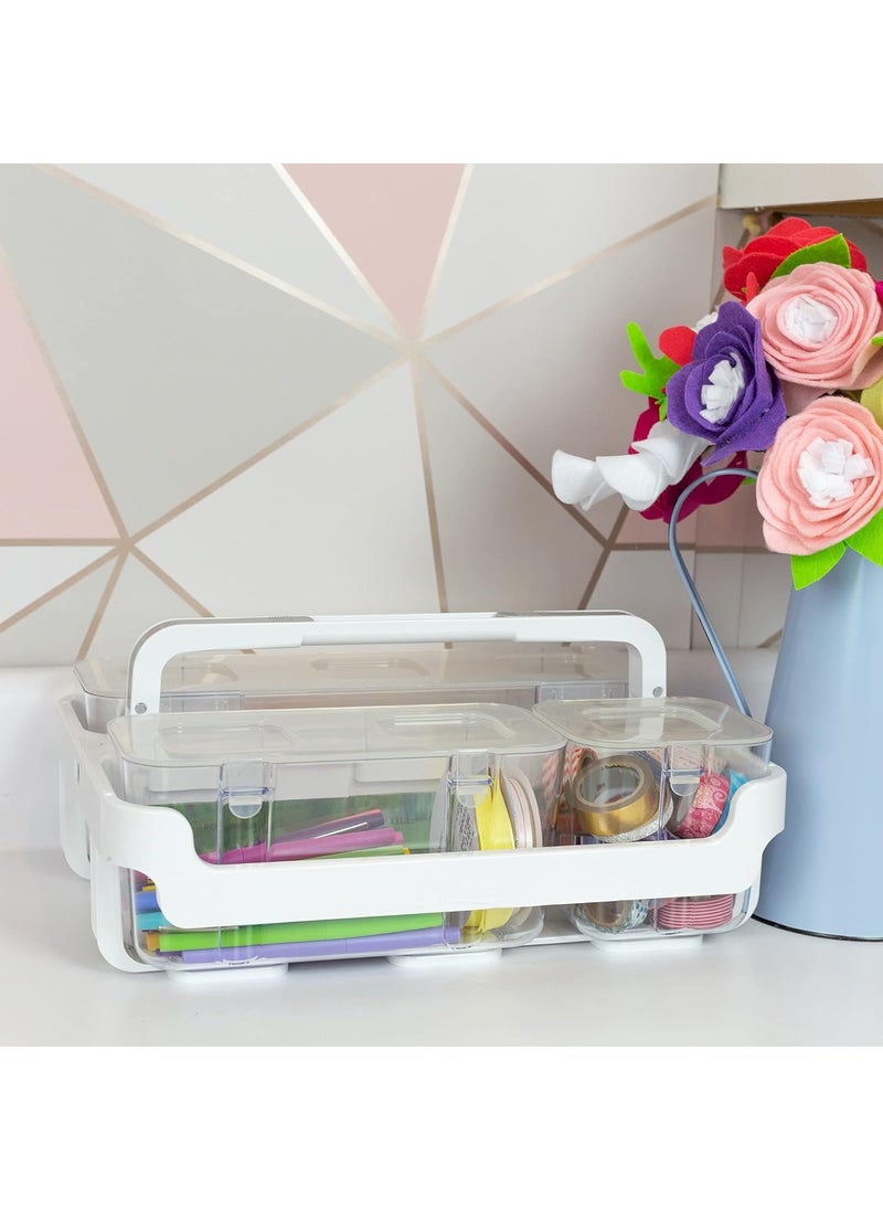 Deflecto Deflecto Caddy Organizer Stackable with Three Compartments White and Clear 29003CR  - Image 2