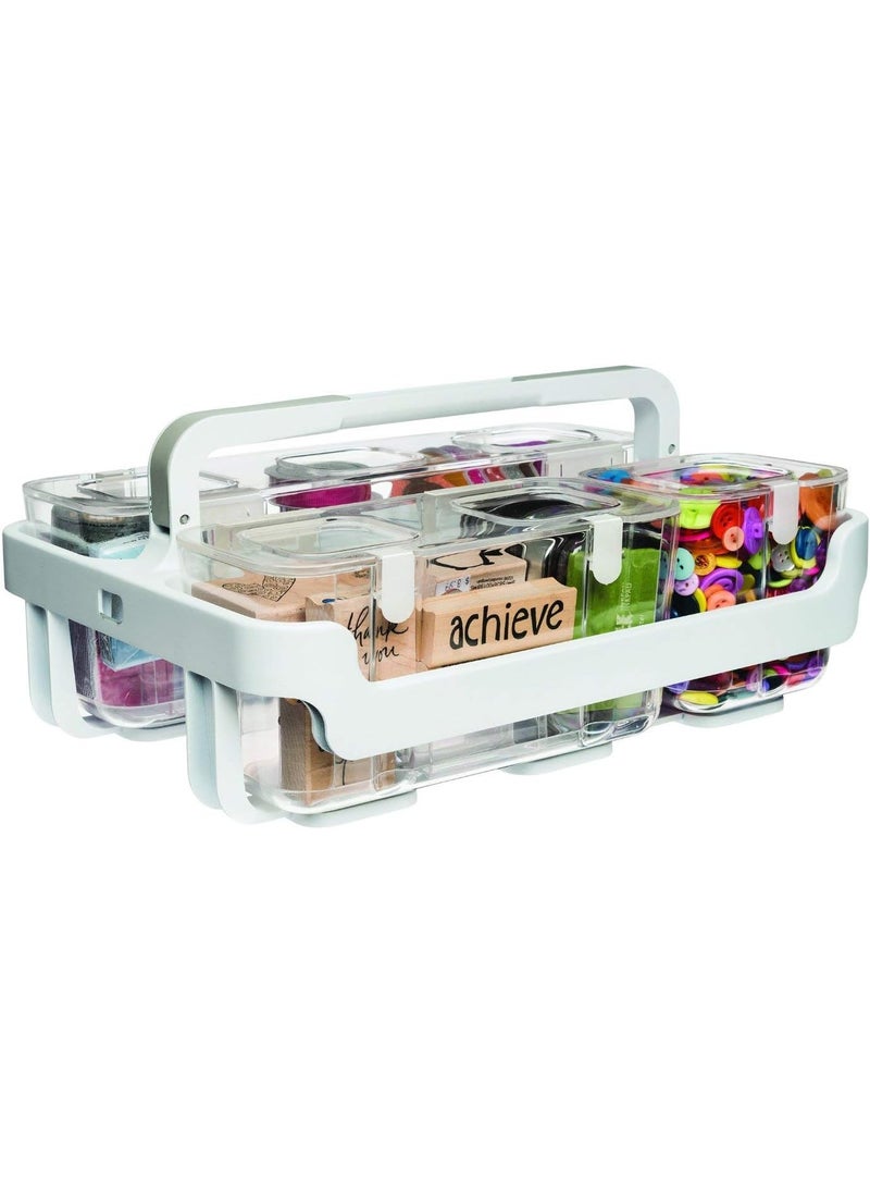 Deflecto Deflecto Caddy Organizer Stackable with Three Compartments White and Clear 29003CR  - Image 1